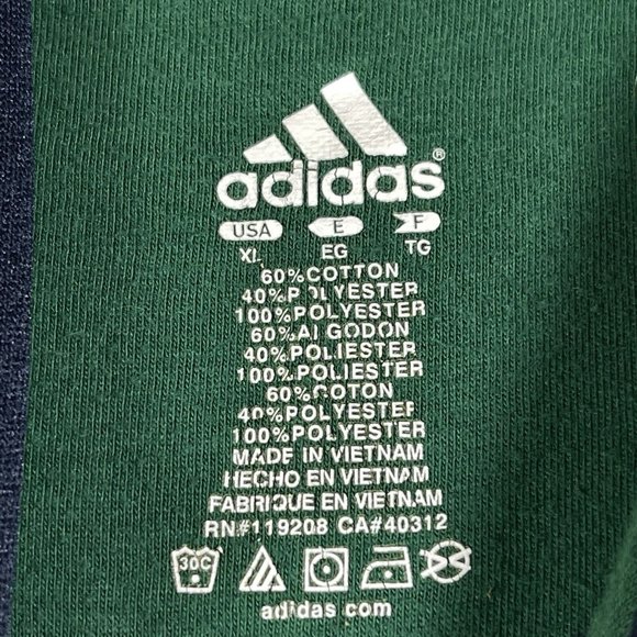 Adidas Notre Dame Pullover Hoodie Size XL Blue Green‎ Logo Spell Out Pockets - Picture 7 of 12